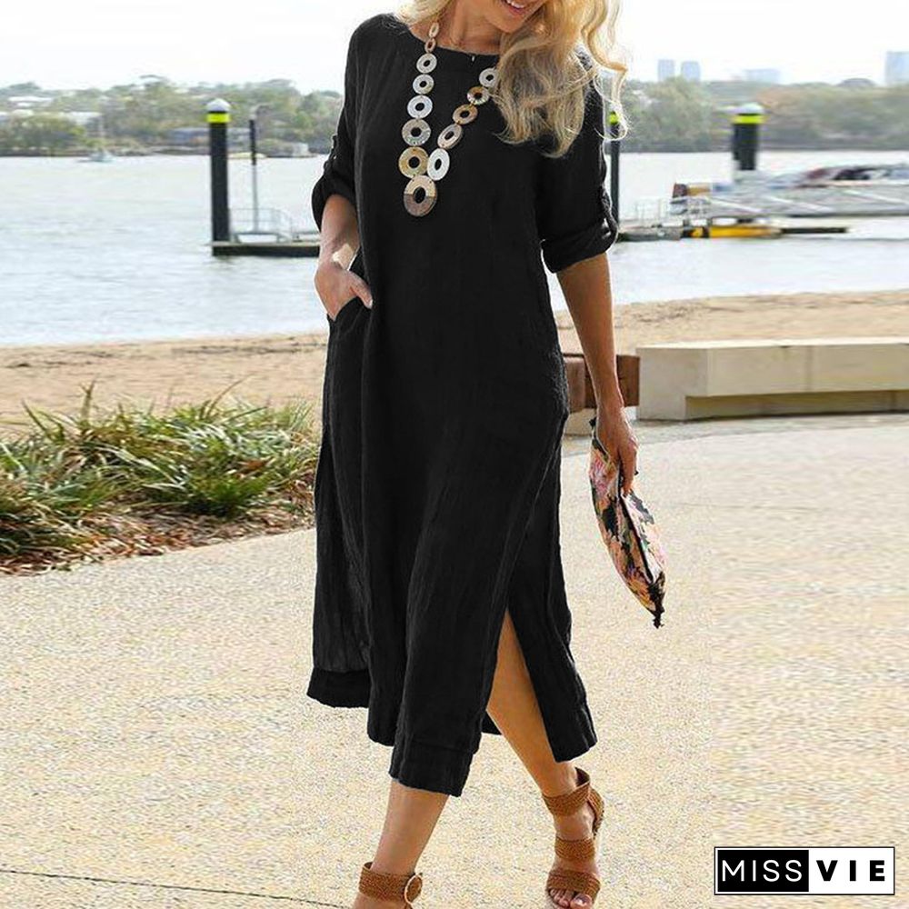 Long Sleeved Shirt Midi Dress