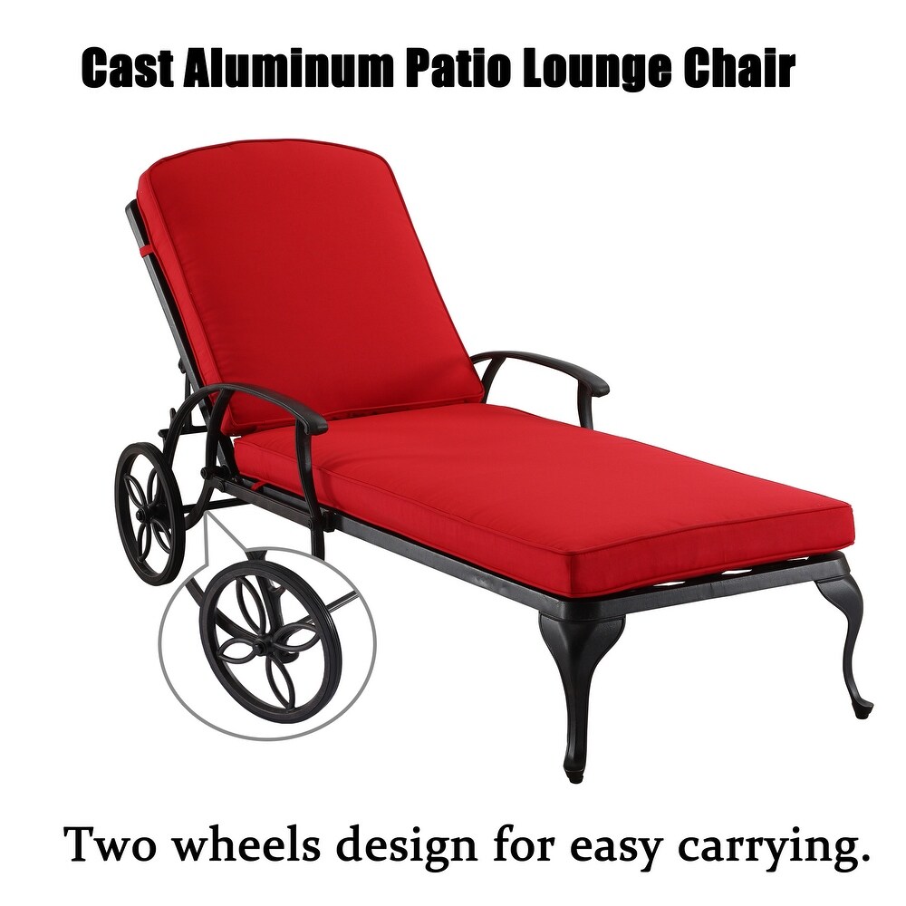 Clihome Antique Bronze Aluminum Reclining Outdoor Chaise Lounge