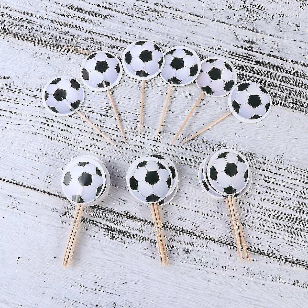 24 Pcs Football Cake Topper Creative Funny Cake Fruit Dessert Insert Card For Birthday Party Festiva