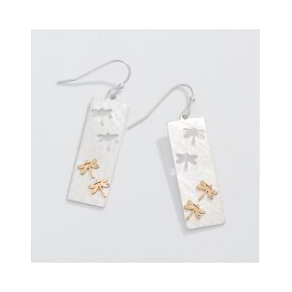 Periwinkle by Barlow  Brushed Two-Tone Dragonfly  Earrings