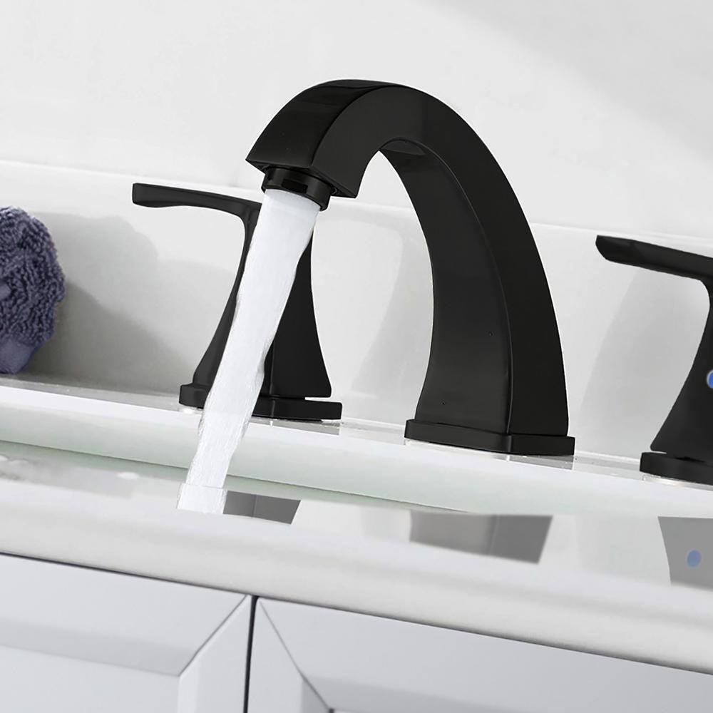 PROOX 8 in Widespread 2Handle Bathroom Faucet with PopUp Assembly in Matte Black