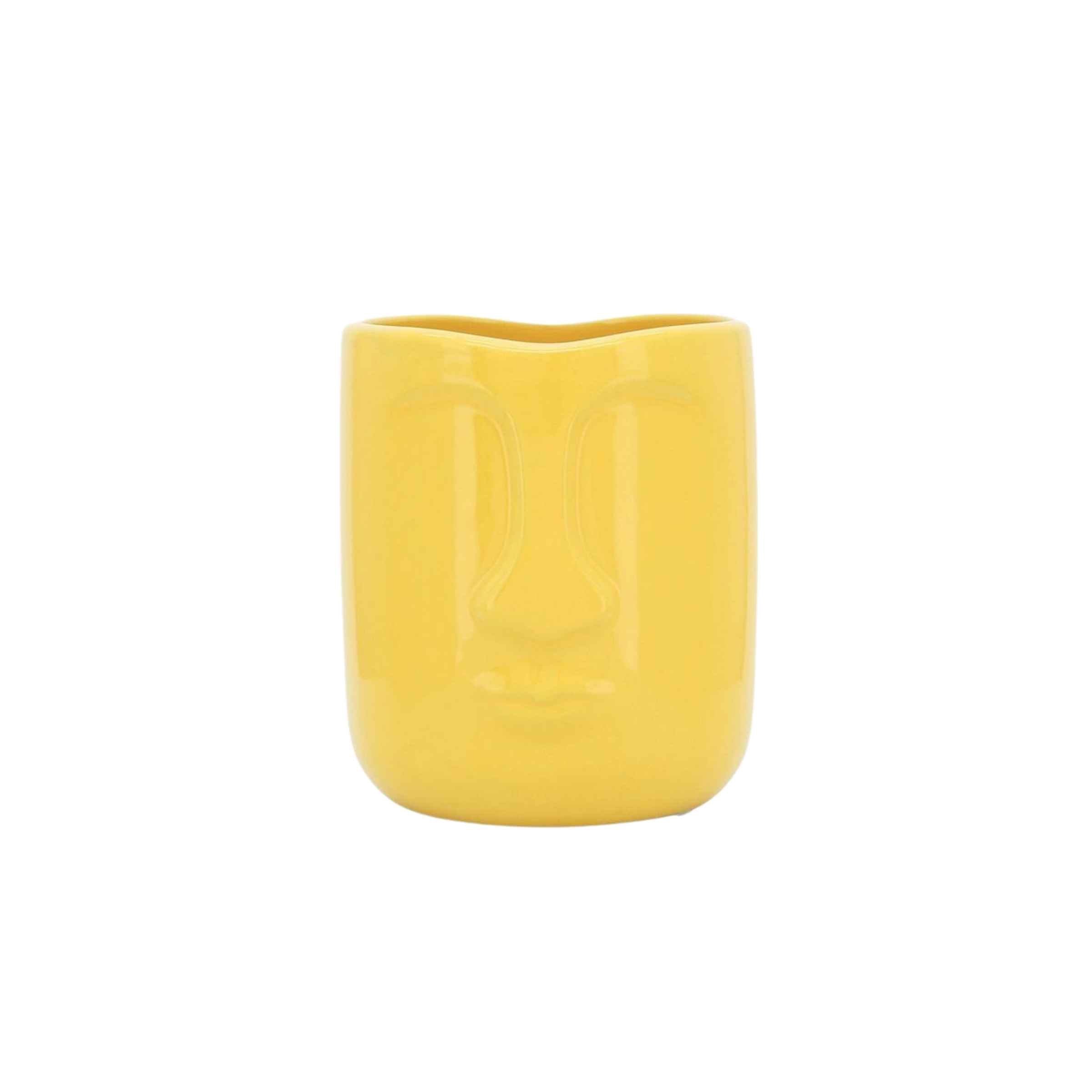 Ceramic Face Vase 12 Cm - Yellow 15764-04