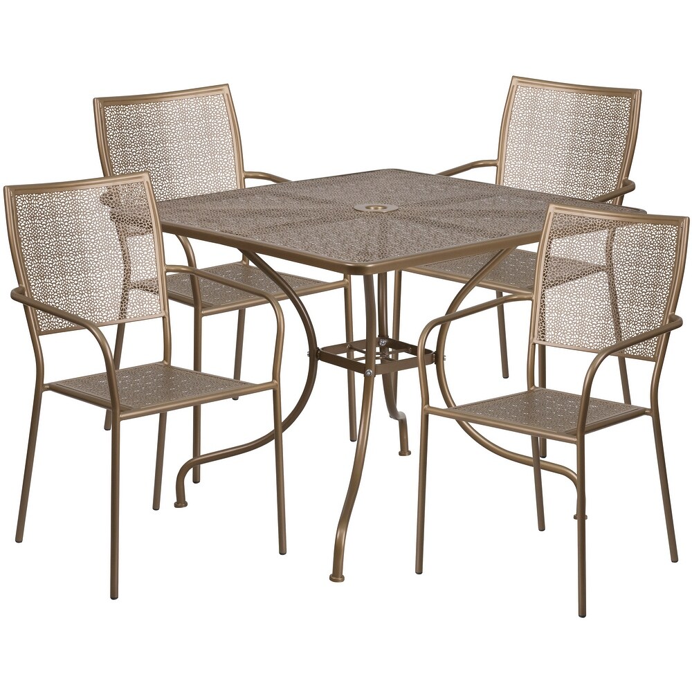 Steel 5 piece 35.5 inch Square Indoor Outdoor Dining Set