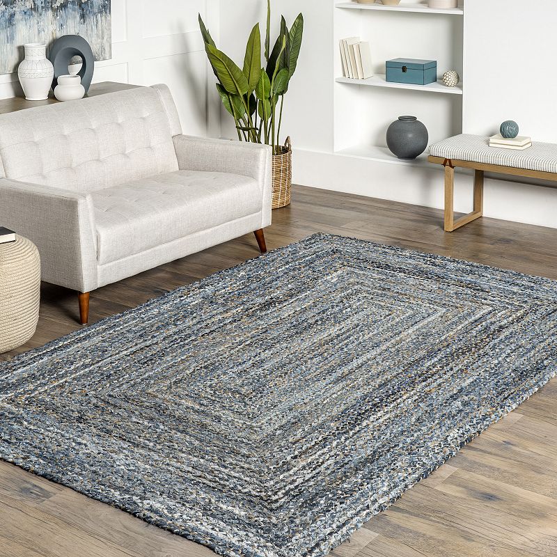 nuLoom Hand Braided Otelia Denim And Jute Area Rug