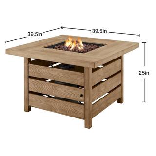 Home Decorators Collection Summerfield 39.5 in. 25 in. Square Steel Brown Wood Look Top LP Gas Fire Pit 2364FP