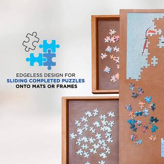 JUMBL 1500 Piece Puzzle Board 27 in. x 35 in. Wooden Jigsaw Puzzle Table with Legs JUMPUZRK27