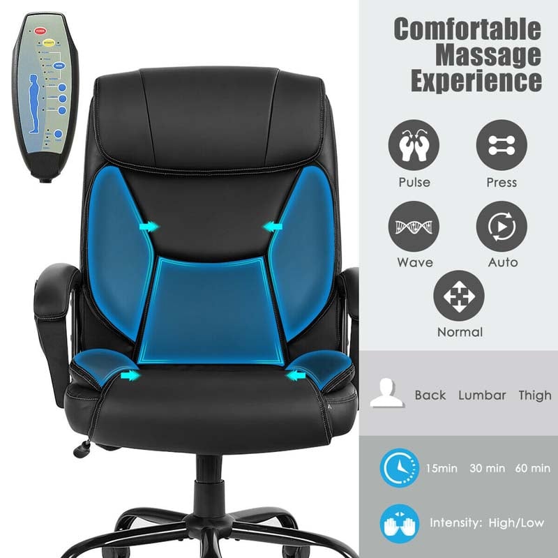 500 LBS Big & Tall Office Chair Massage Executive Chair PU Leather High Back Computer Desk Chair