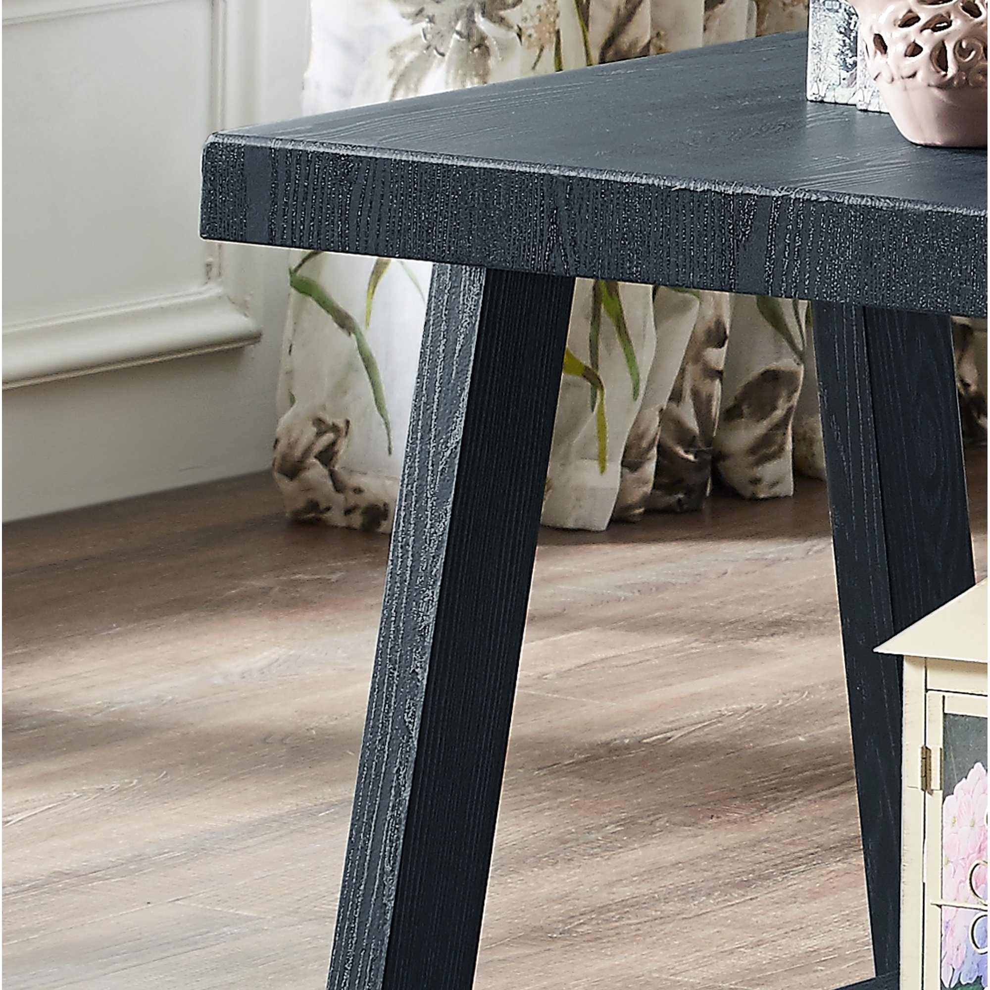 Roundhill Furniture Athens Contemporary Wood Shelf End Table， Black