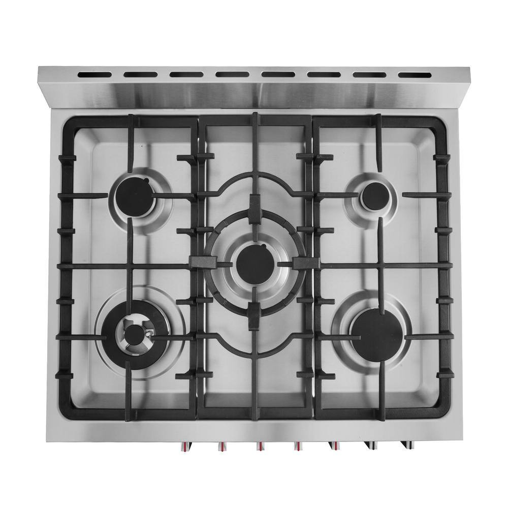 Cosmo 30 in. 5.0 cu. ft. Single Oven Gas Range with 5 Burner Cooktop and Heavy Duty Cast Iron Grates in Stainless Steel COS-305AGC