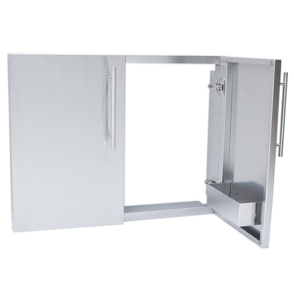 Sunstone Designer Series Raised Style 42 in. 304 Stainless Steel Double Access Door with Shelves DE-DD42