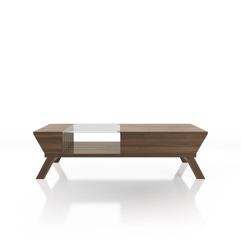 Furniture of America Soto Contemporary Wood Coffee Table with Storage in Walnut