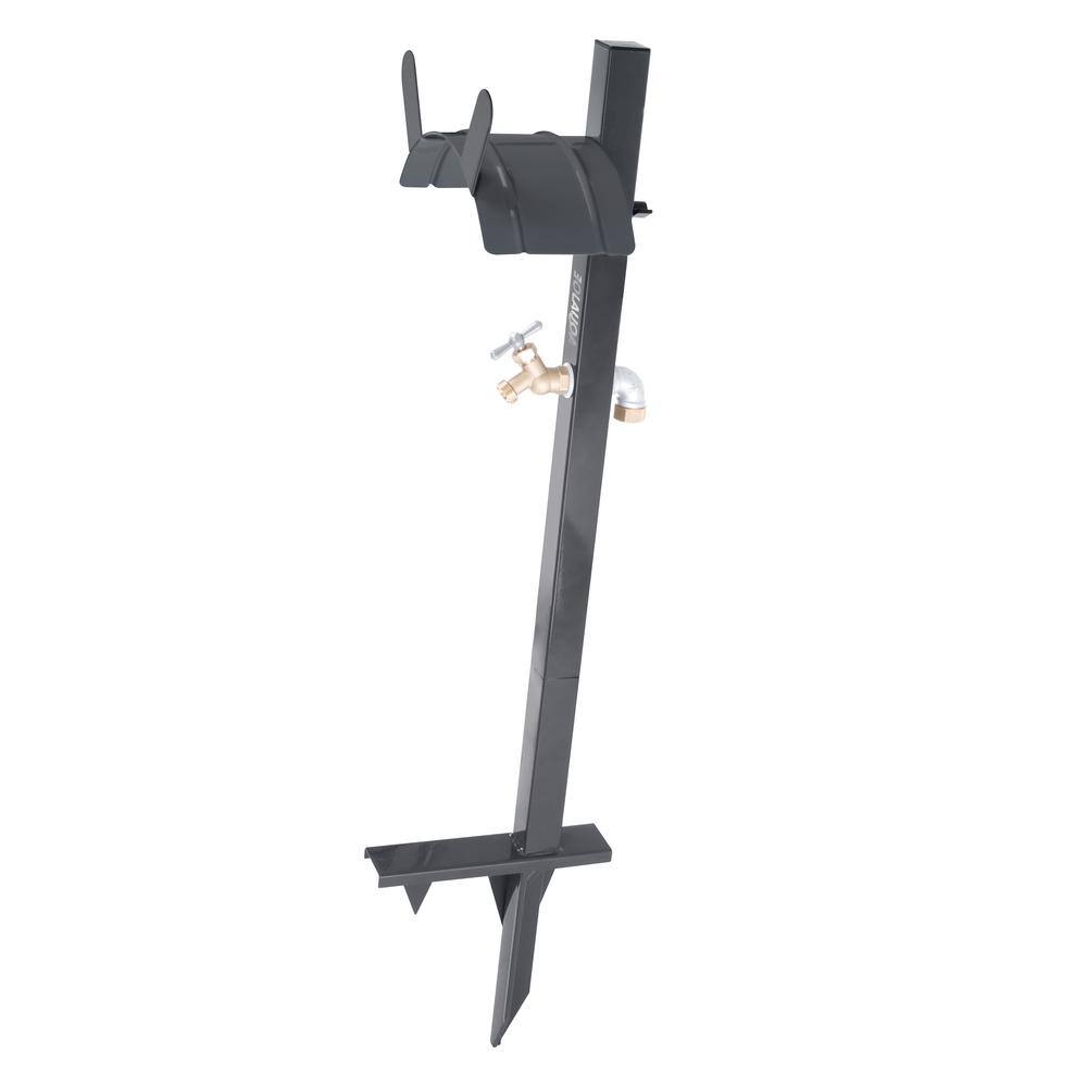 AQUA JOE 125 ft. Capacity Garden Hose Stand with Brass Faucet SJ-SHSBB-GRY