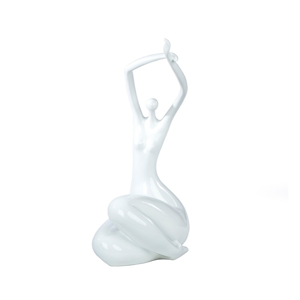 White Women Stretching Sculpture   12.5\