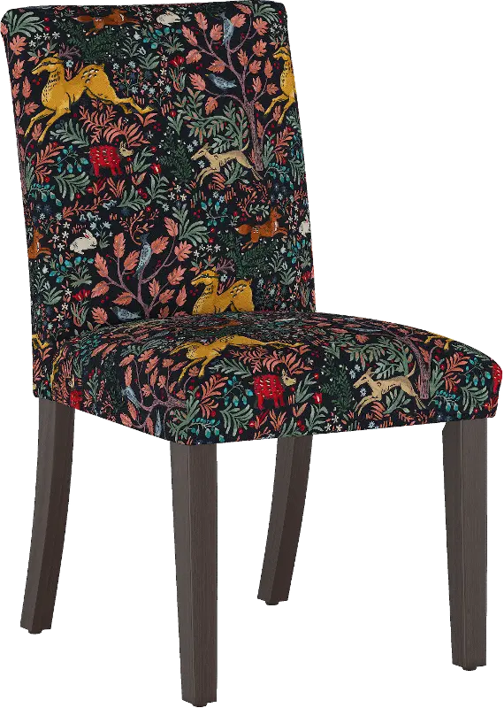 Drew Navy Woodland Dining Chair - Skyline Furniture