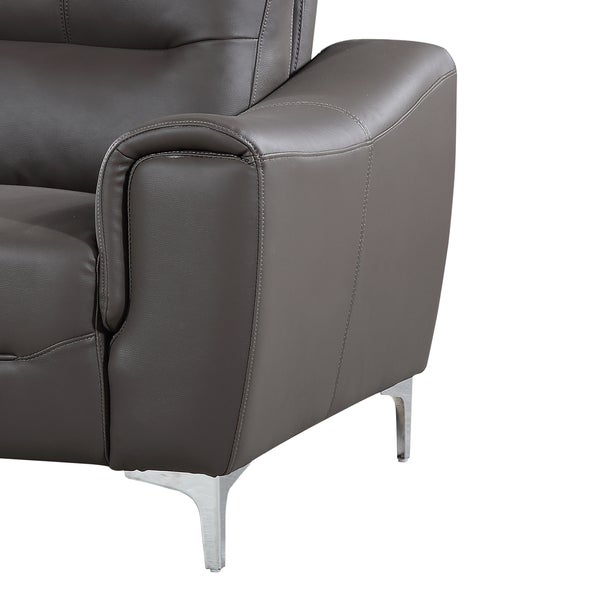 Strick and Bolton Vicente Modern-style Grey Leather Gel Upholstered Living Room Chair