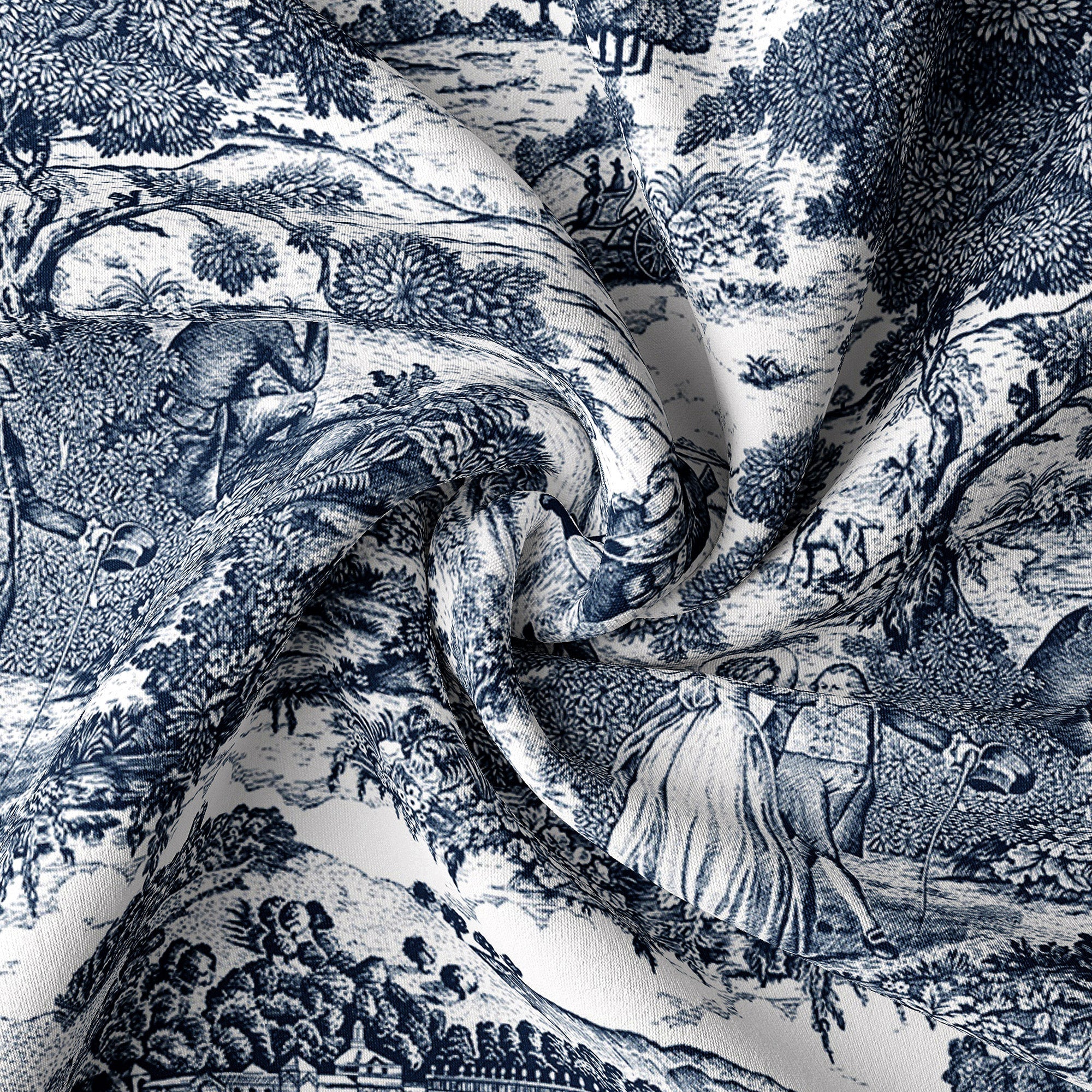 Beau Toile Blue Drapery