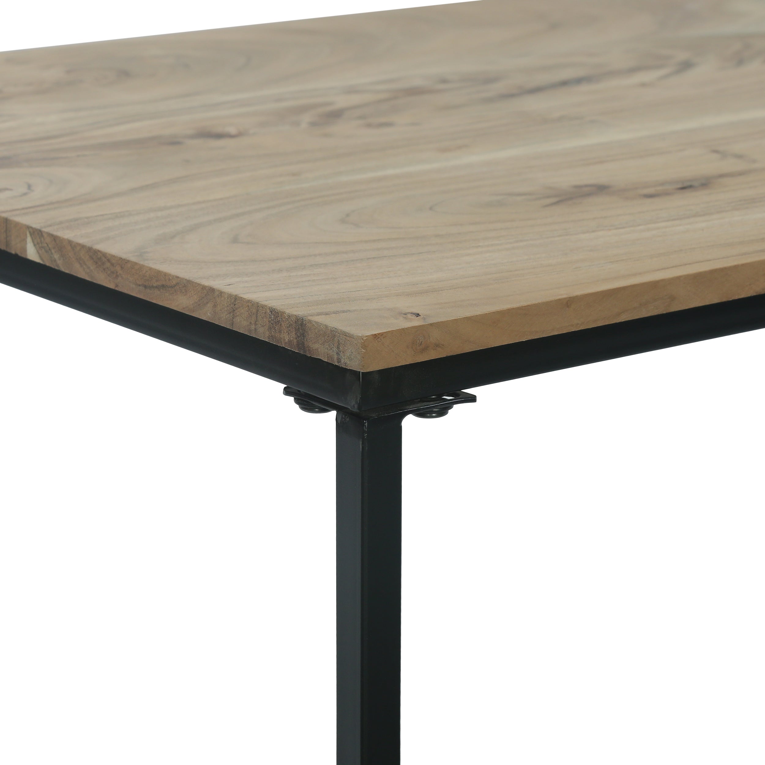 Froid Modern Industrial Handcrafted Acacia Wood Coffee Table, Natural and Black