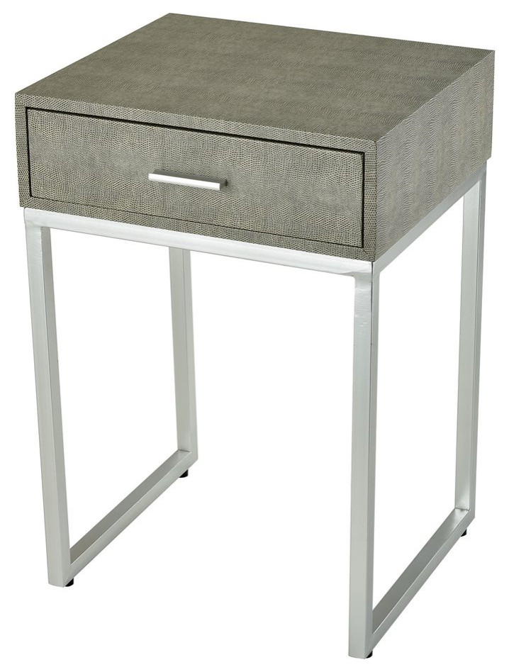 Buyu Side Table In Grey Faux Shagreen   Contemporary   Side Tables And End Tables   by Virgil Stanis Design  Houzz