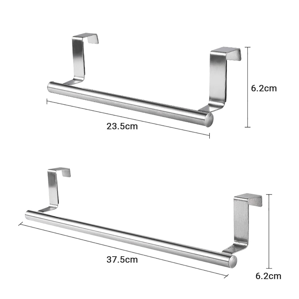 Willstar Stainless Steel Over Door Towel Rack Bar Holders Kitchen Over Cabinet Metal Towel Bar Hang on Inside or Outside of Bathroom Doors for Hand Dish and Tea Towels (14.8 in)