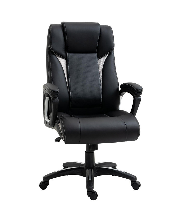 Vinsetto Ergonomic High Back Executive Office Chair with Padded Armrests Adjustable Height PU Leather Computer Desk Chair with Breathable Mesh Backrest 360anddeg; Swivel Rocking Feature Wheels