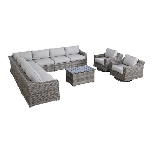 LSI 10 Piece Rattan Sectional Seating Group with Cushions