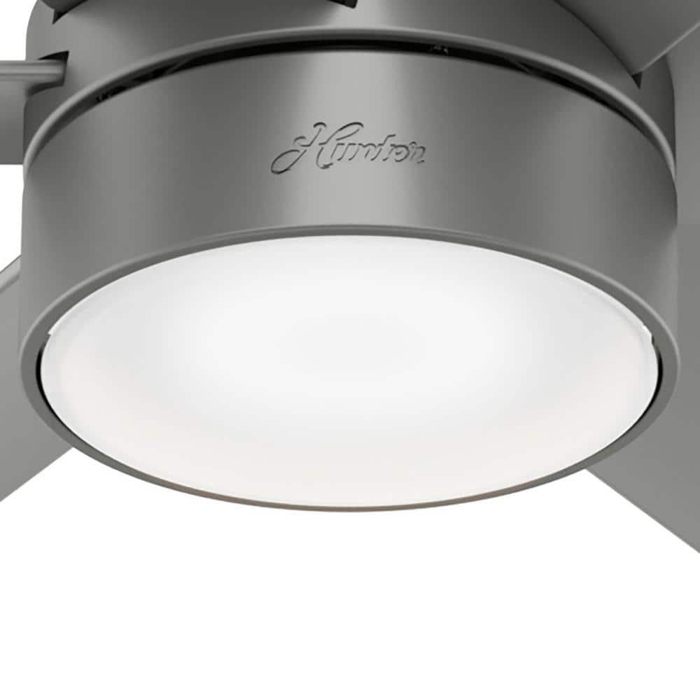 Hunter Solaria 72 in Integrated LED Outdoor Matte Silver Ceiling Fan with Light Kit and Remote Control