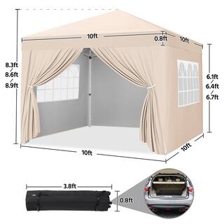 Yaheetech 10 ft. x 10 ft. Outdoor Pop up Canopy with Sidewall Window Enclosed for Party Wedding Marketing DYao8h0001