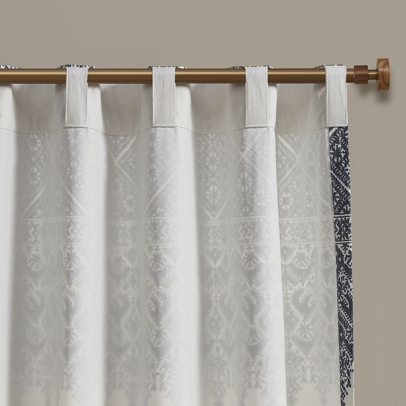 INK+IVY Mila Cotton Light Filtering Printed Rod Pocket 1 Window Curtain Panel with Chenille Detail