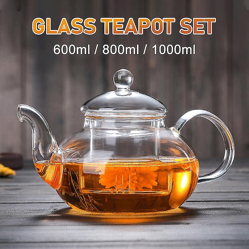 600ml Less Steel Ant Glass Teapot With Ser Filter Infuser Tea Pot