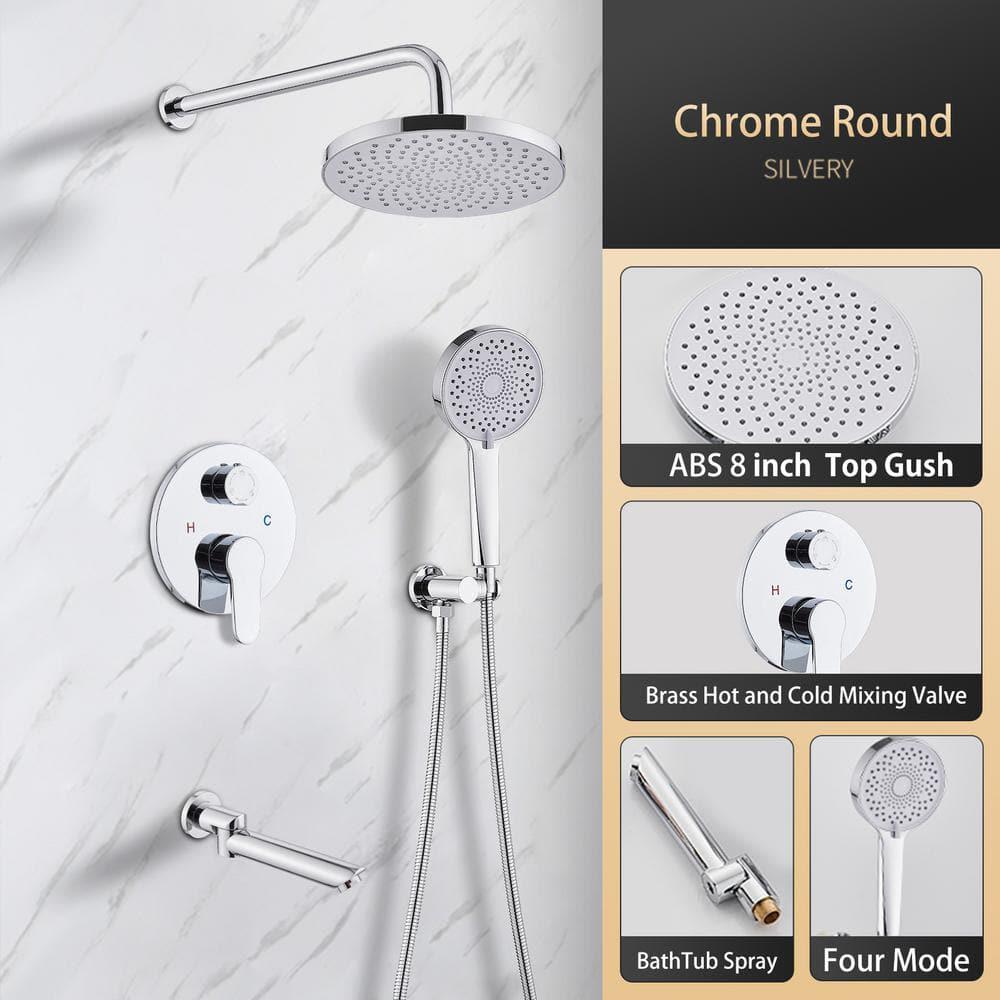 ELLOampALLO 2Handle 2Spray Tub and Shower Faucet and Handheld Combo with 8 in Shower Head in Brushed Nickel