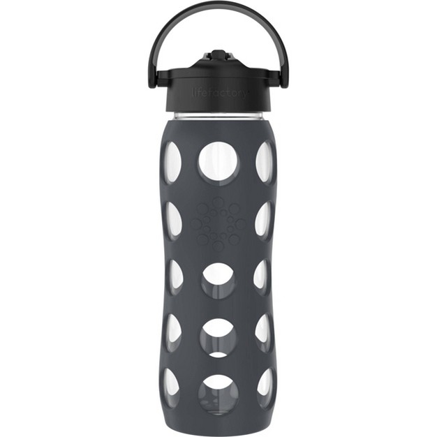 Lifefactory 22oz Glass Hydration Bottle With Straw Cap Carbon