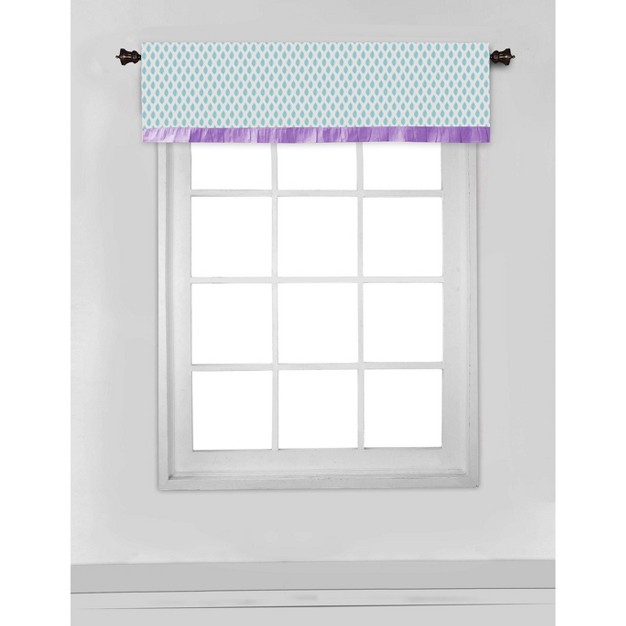 Bacati Isabella Leaves Aqua lilac purple Window Valance