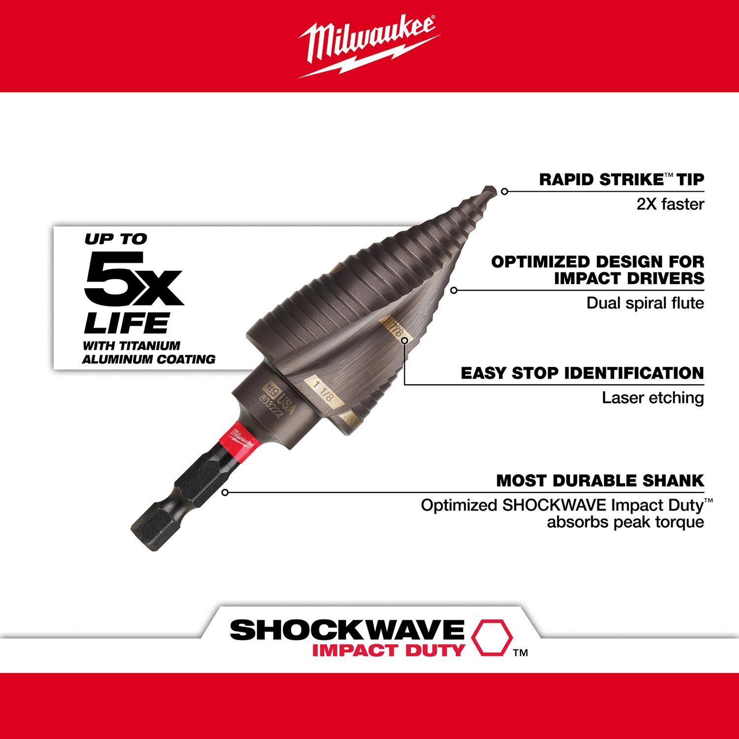 MW Shockwave High Speed Steel Impact Step Bit Set 3 pc