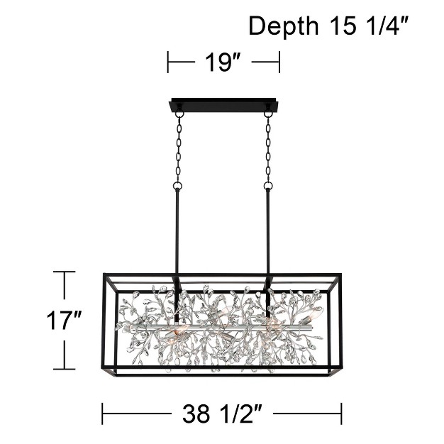 Wide Modern Clear Crystal 8 light Fixture For Dining Room Kitchen Island