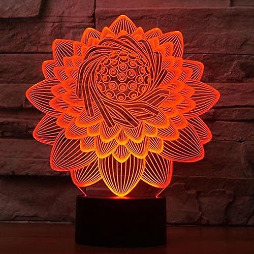 3d New Lotus Flower Lamp Night Light Remote Control Power Touch Table Desk Optical Illusion Lamps 7/16 Color Changing Lights Home Xmas Birthday Gift