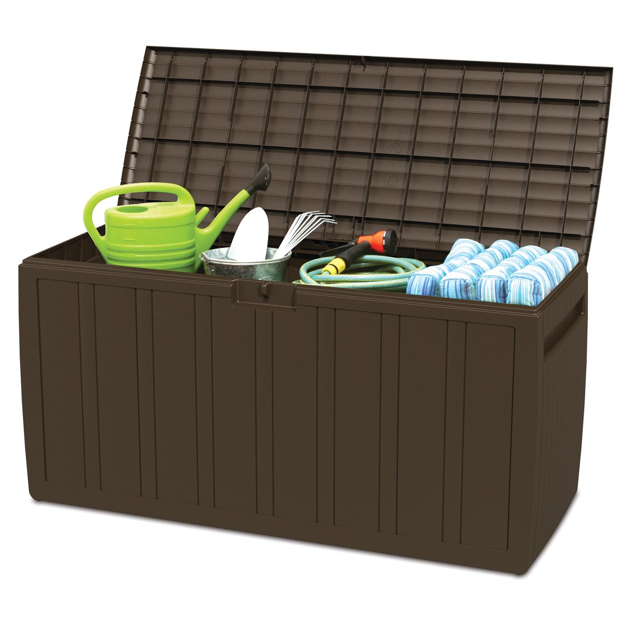 Ram Quality Products 71 Gallon Outdoor Backyard Patio Storage Deck Box, Brown