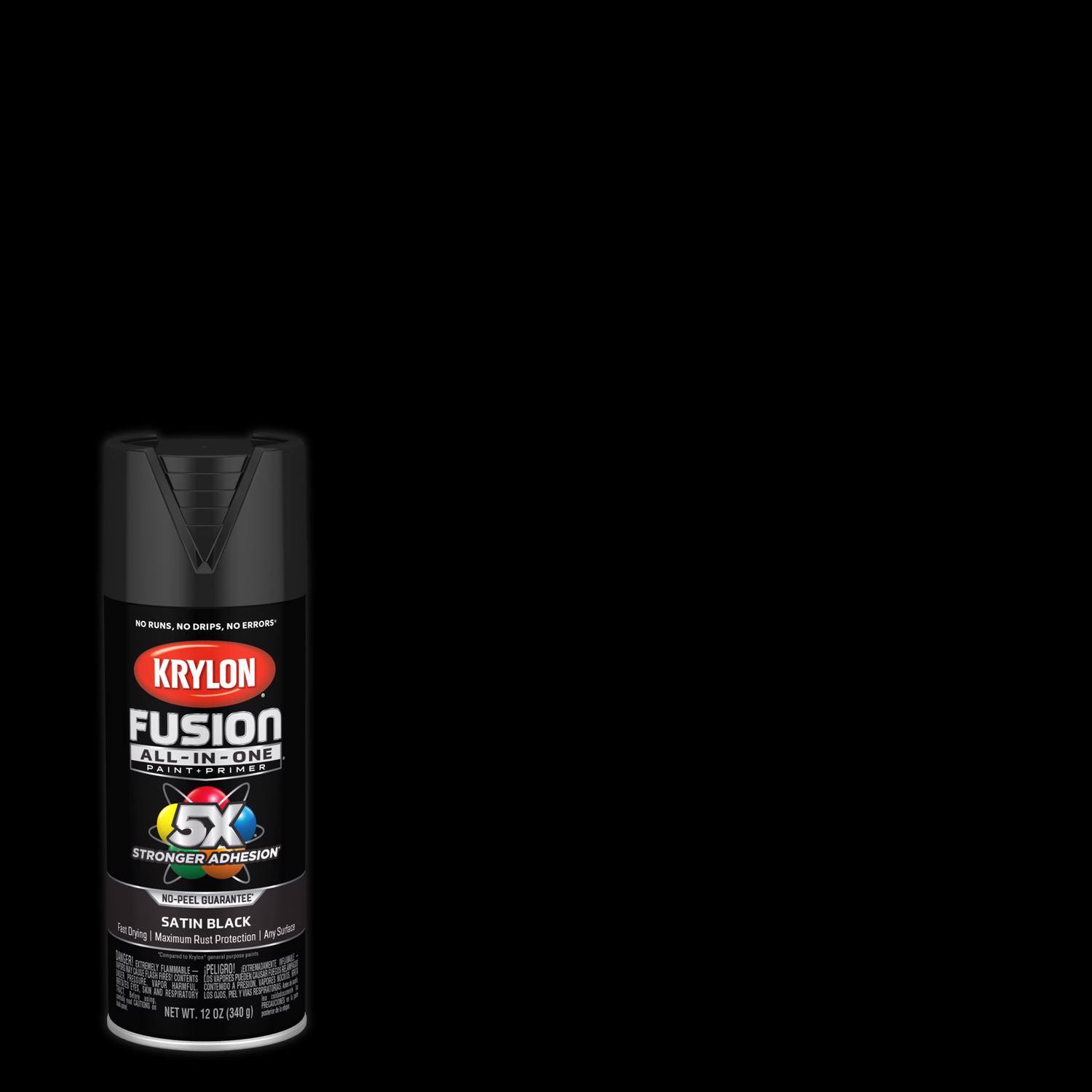 Krylon Fusion All-In-One Satin Black Paint+Primer Spray Paint 12 oz