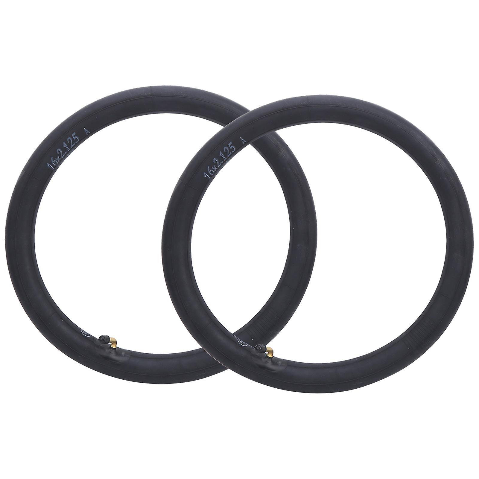 2pcs Inner Tube Replacement Butyl Rubber Tyre W/bend Valve For Folding Bicycle Bike16x2.125in