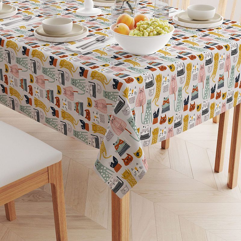 Square Tablecloth， 100% Cotton， 60x60， Cats with Attitude