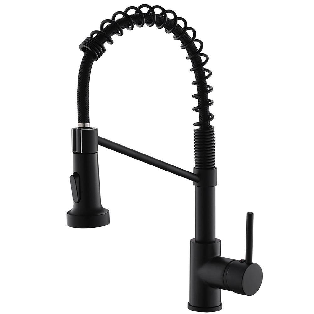 Single Handle Gooseneck Pull Down Sprayer Kitchen Faucet with Dual Function Sprayhead in Matte Black MD-AL125533B