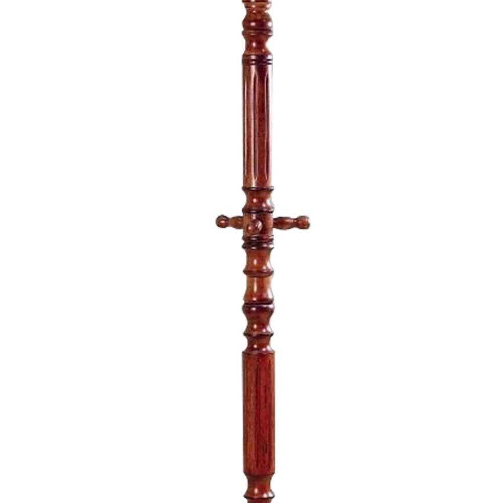 Benjara Traditional Brown Wooden Coat Rack with Spining Top BM160074