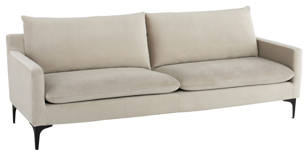 Anders Nude Fabric Triple Seat Sofa  Hgsc569   Midcentury   Sofas   by Kolibri Decor  Houzz