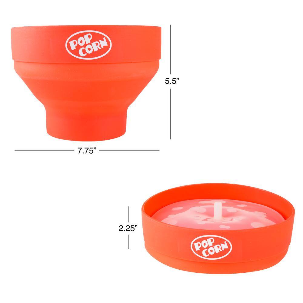 Chef Buddy 80 oz. Red Silicone Microwave Popcorn Popper Bowl W030090