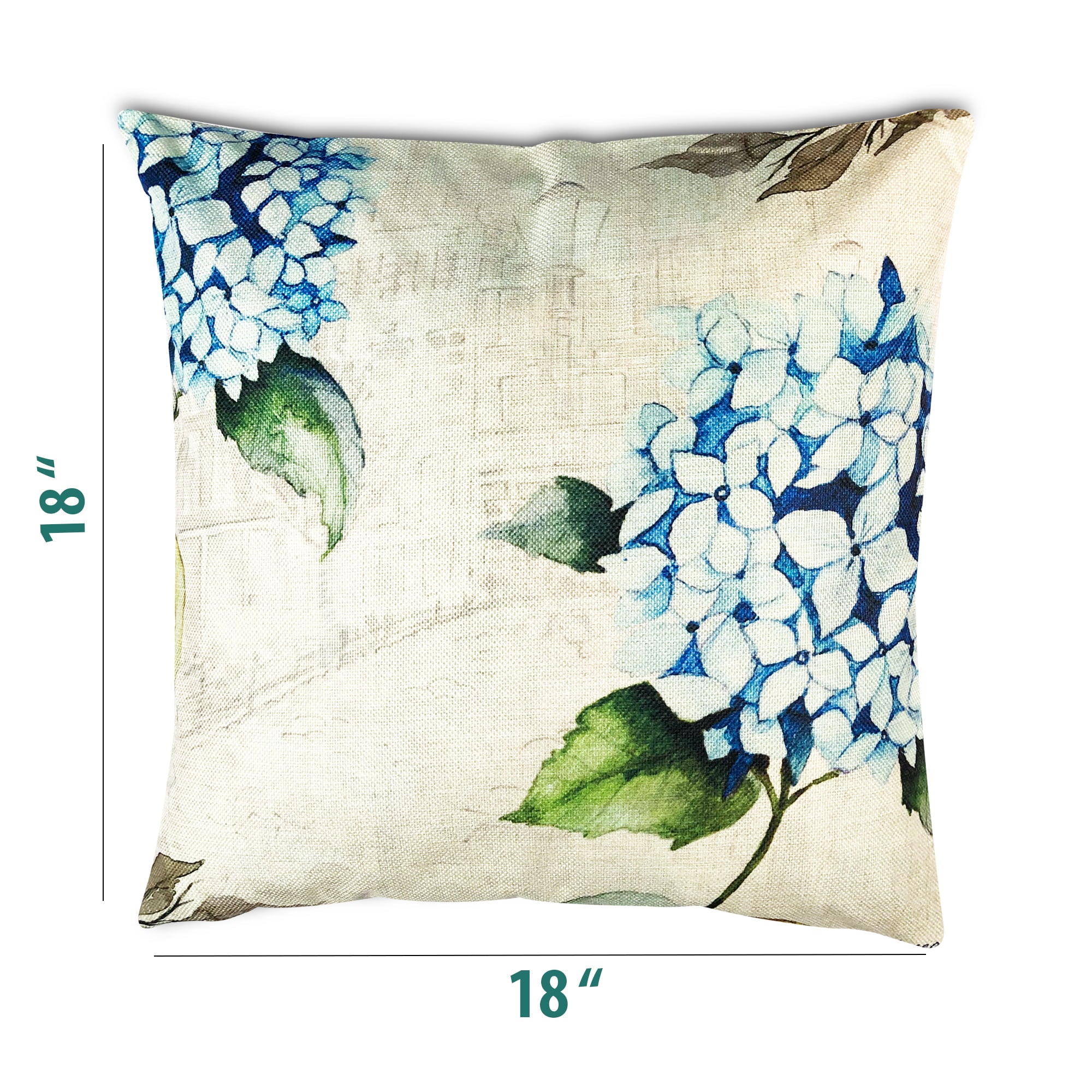 Floral Set of 2 Throw Pillow Covers Cushion Square 18 x 18 Decorative Farmhouse Sofa Couch Cover for Living Room or Outside Porch Navy Blue