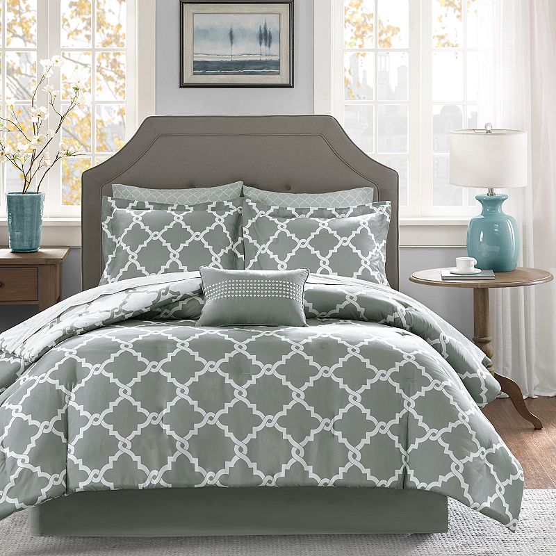 Madison Park Essentials Almaden Reversible Comforter Set with Cotton Sheets and Throw Pillow