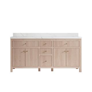 Willow Collections Sonoma Oak 72 in. W x 22 in. D x 36 in. H Double Sink Bath Vanity in White Oak with 2