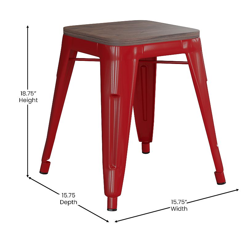 Flash Furniture Kai Red Backless Table Height Stool 4-piece Set