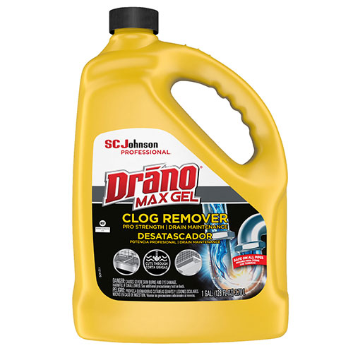 SC Johnson Drano Max Gel Clog Remover | Bleach Scent， 128 oz Bottle， 4