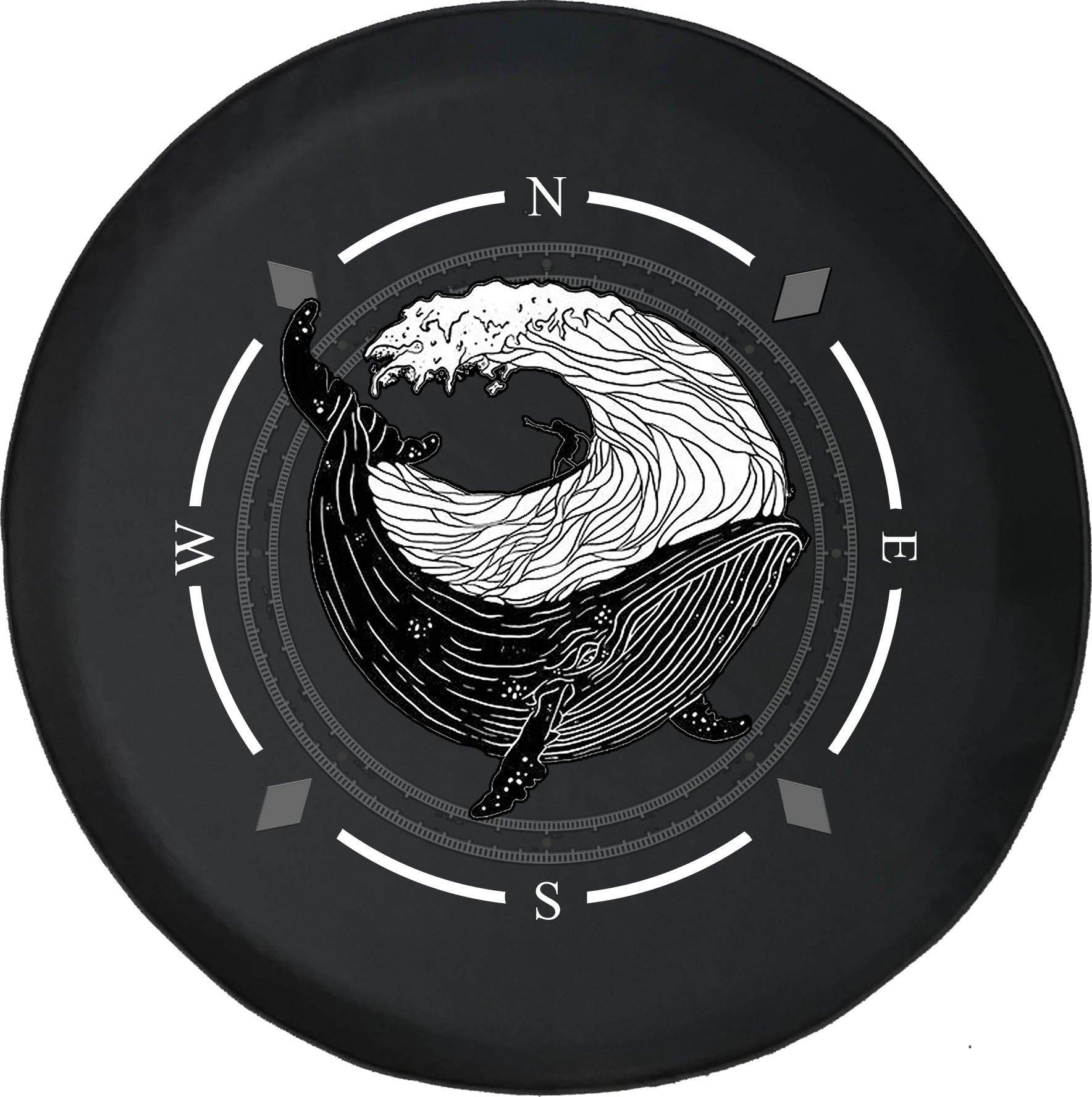 Spare Tire Cover Compass Ocean Surfing The Wave Whale Wheel Covers Fit for SUV accessories Trailer RV Accessories and Many Vehicles