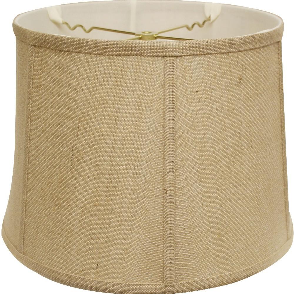 HomeRoots 469756 17 in. Golden Fiber Throwback Drum Burlap Lampshadeand Jute